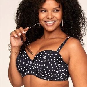 Adore Me Vivian black and white polka dot swim top 38 DDD